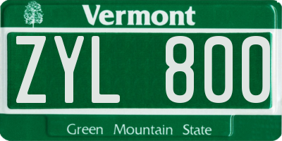 VT license plate ZYL800