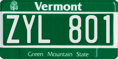 VT license plate ZYL801