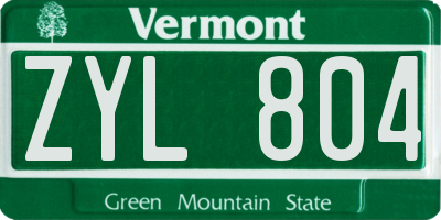 VT license plate ZYL804