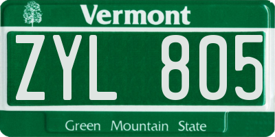 VT license plate ZYL805
