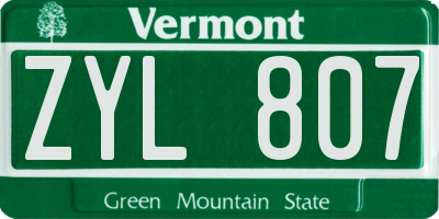 VT license plate ZYL807