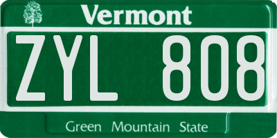 VT license plate ZYL808