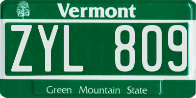 VT license plate ZYL809