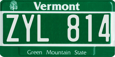 VT license plate ZYL814