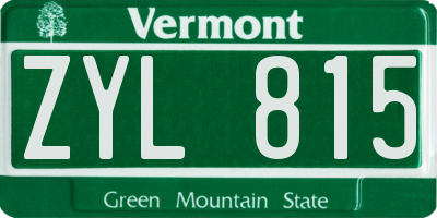 VT license plate ZYL815