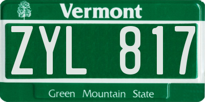 VT license plate ZYL817