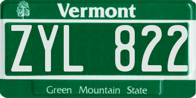 VT license plate ZYL822