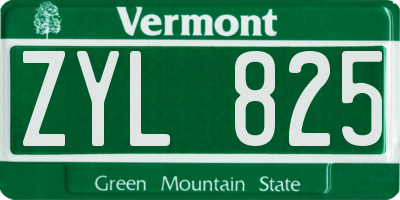 VT license plate ZYL825