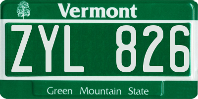 VT license plate ZYL826
