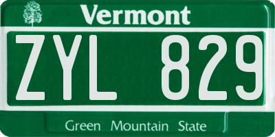 VT license plate ZYL829