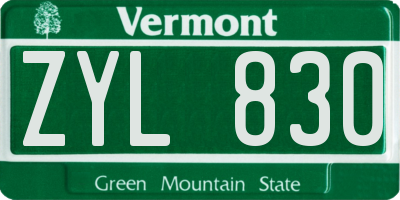 VT license plate ZYL830