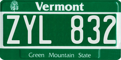 VT license plate ZYL832