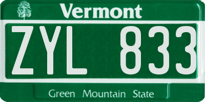 VT license plate ZYL833