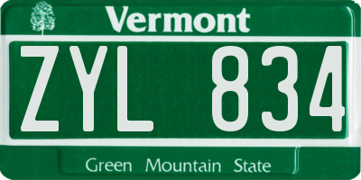VT license plate ZYL834