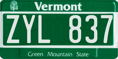 VT license plate ZYL837