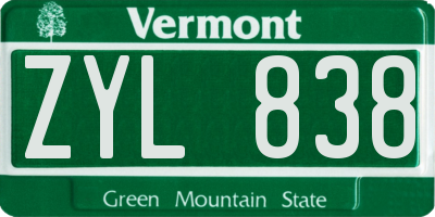 VT license plate ZYL838