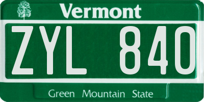 VT license plate ZYL840