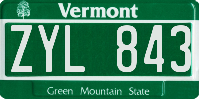 VT license plate ZYL843