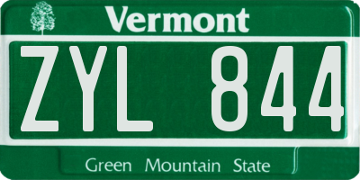 VT license plate ZYL844