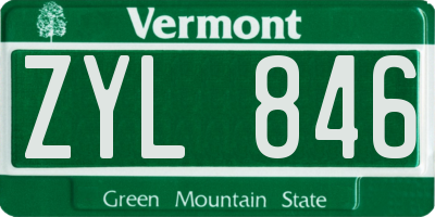 VT license plate ZYL846