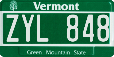 VT license plate ZYL848