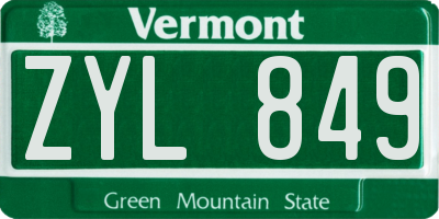 VT license plate ZYL849