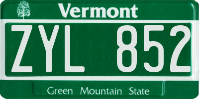 VT license plate ZYL852