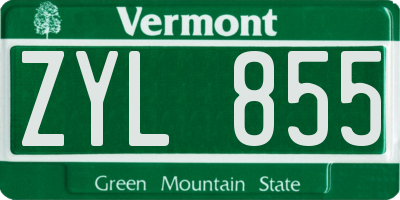 VT license plate ZYL855