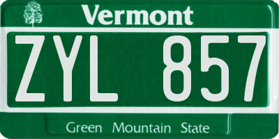 VT license plate ZYL857