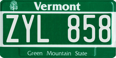 VT license plate ZYL858