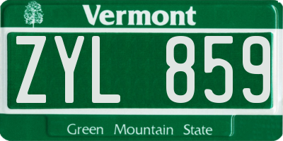 VT license plate ZYL859