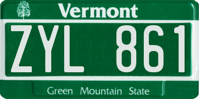 VT license plate ZYL861