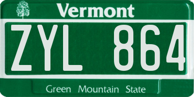 VT license plate ZYL864