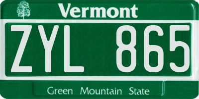 VT license plate ZYL865