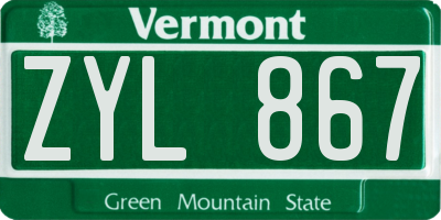 VT license plate ZYL867