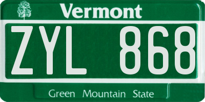 VT license plate ZYL868