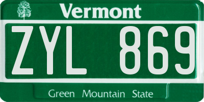 VT license plate ZYL869