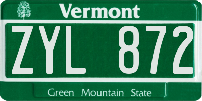 VT license plate ZYL872