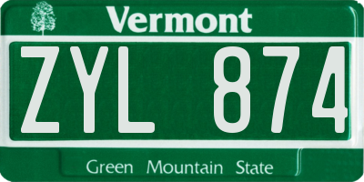 VT license plate ZYL874
