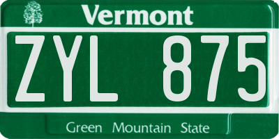 VT license plate ZYL875