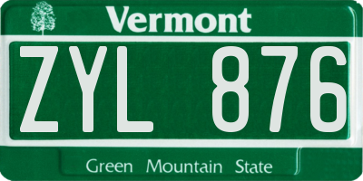 VT license plate ZYL876