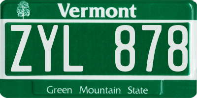 VT license plate ZYL878