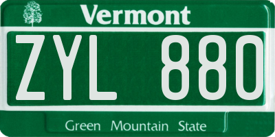 VT license plate ZYL880