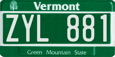 VT license plate ZYL881
