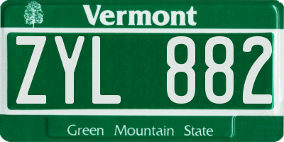 VT license plate ZYL882