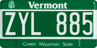 VT license plate ZYL885
