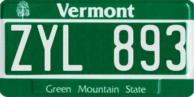 VT license plate ZYL893