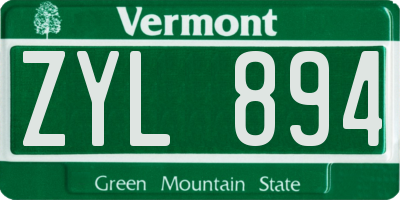 VT license plate ZYL894