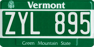 VT license plate ZYL895