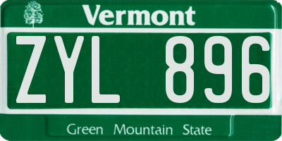 VT license plate ZYL896